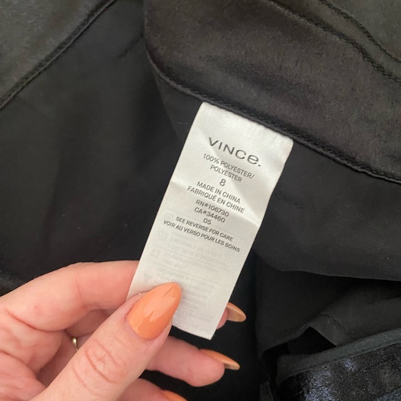 Vince Black Satin Wide Leg Cropped Pants - Picture 4 of 9